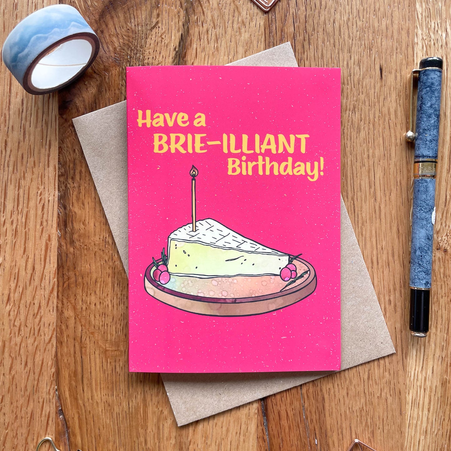 Cheese Themed Birthday Card - Brie/ Brilliant Birthday