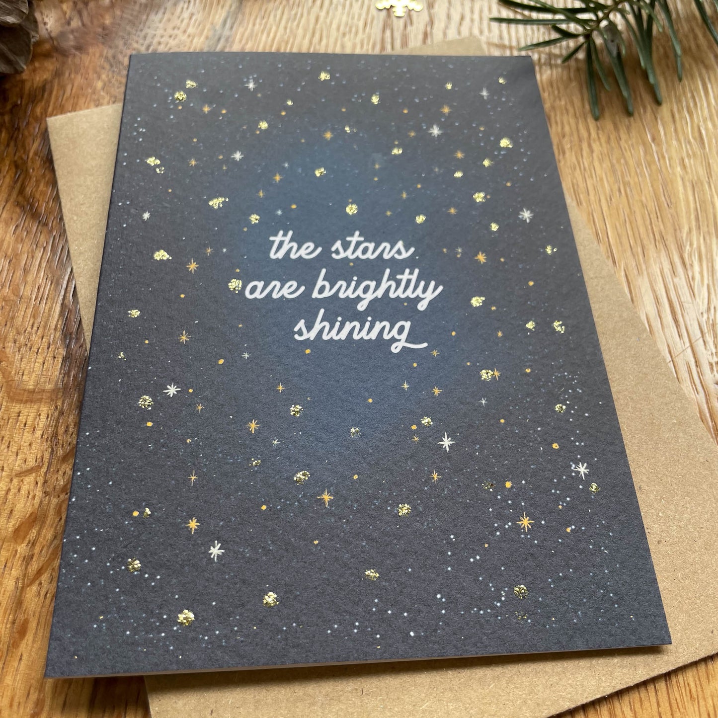 Hand finished Christmas Card - The stars are brightly shining