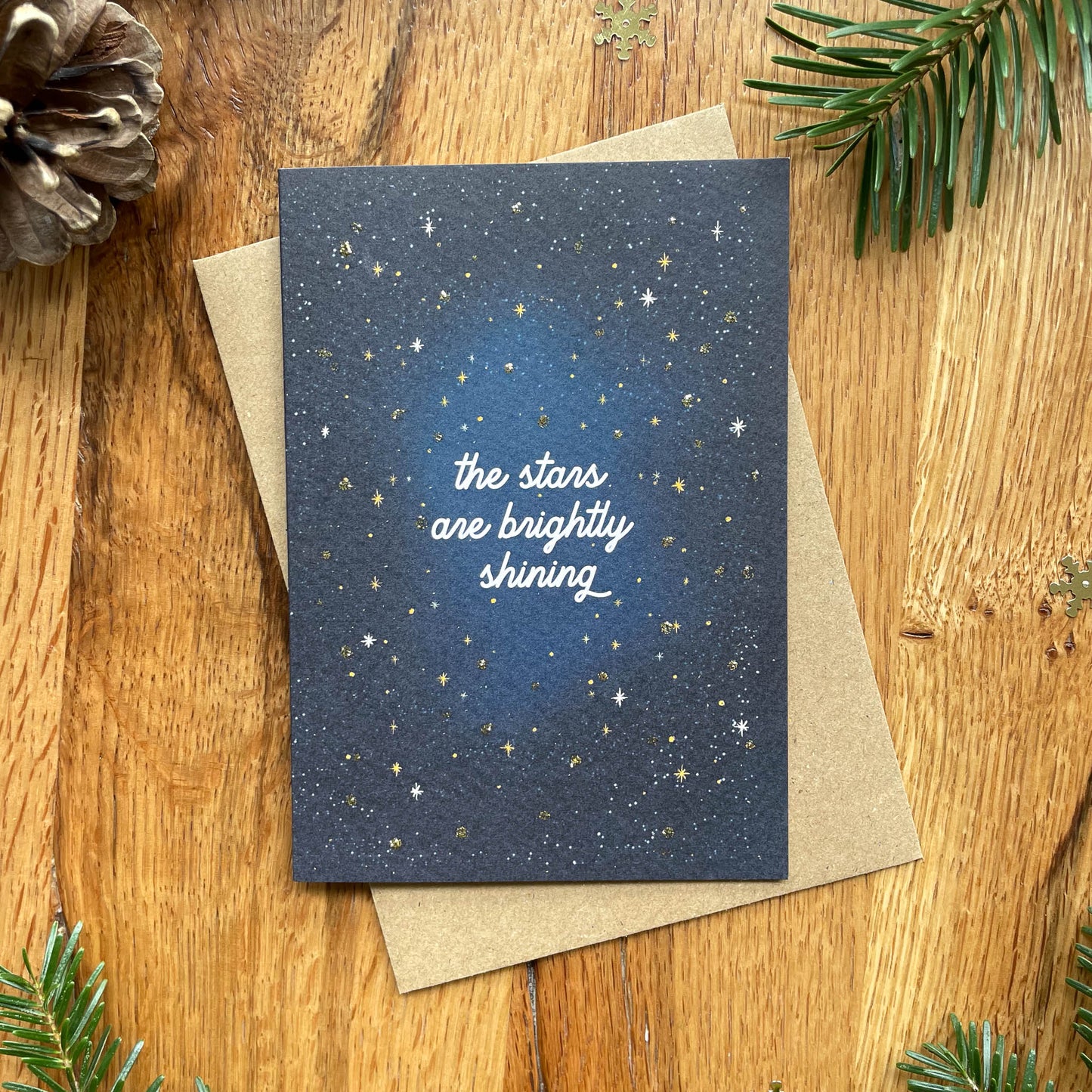 Hand finished Christmas Card - The stars are brightly shining