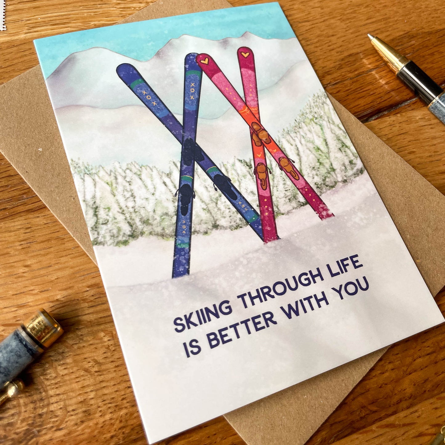 Skiing Through Life Is Better With You – A Greeting Card for Skiers & Mountain Lovers