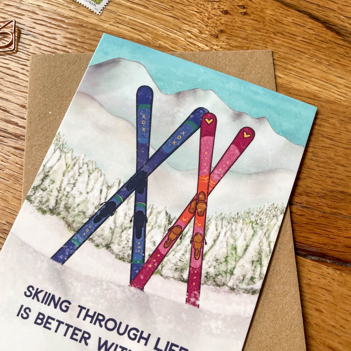 Skiing Through Life Is Better With You – A Greeting Card for Skiers & Mountain Lovers