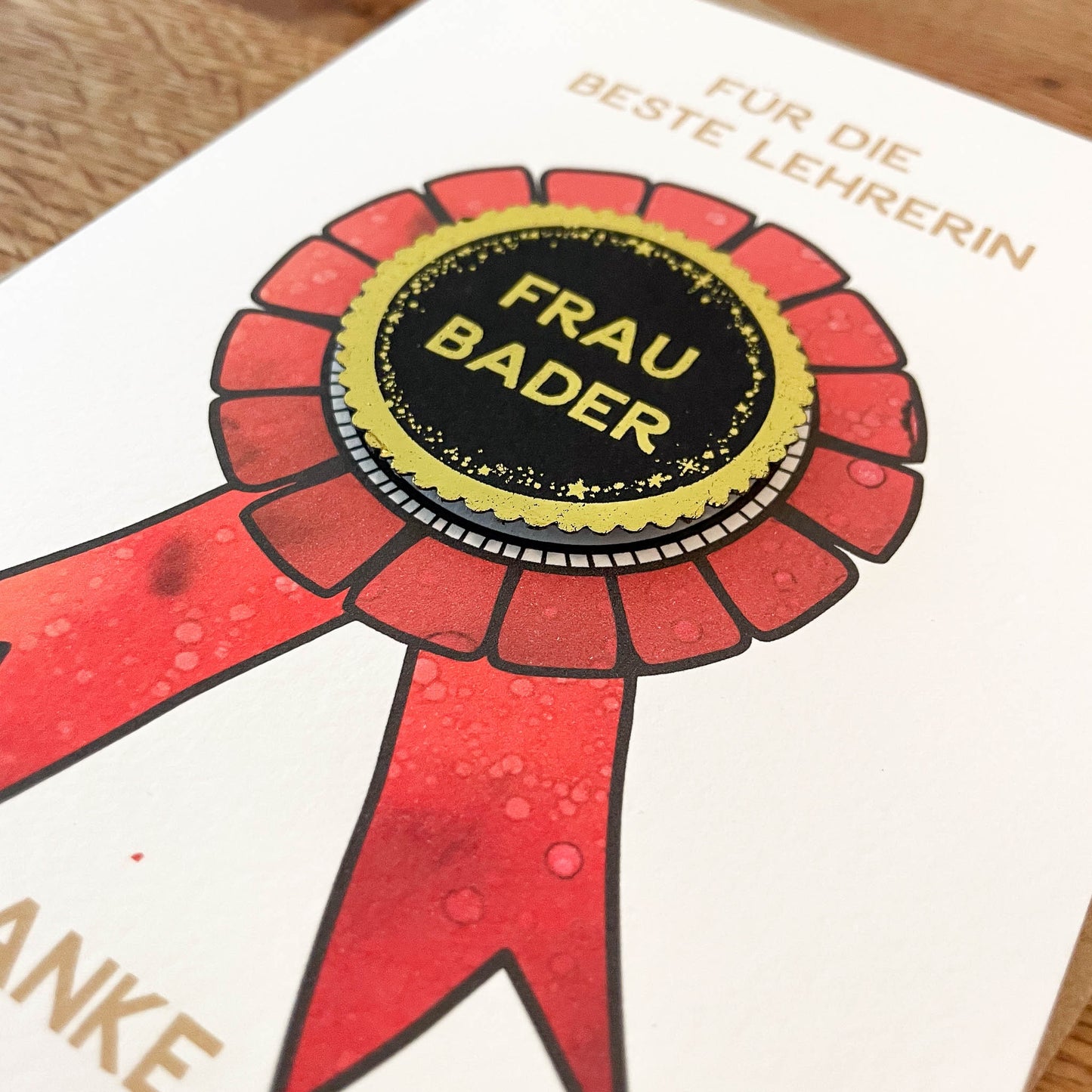 Best Teacher Personalised Card Ribbon Design