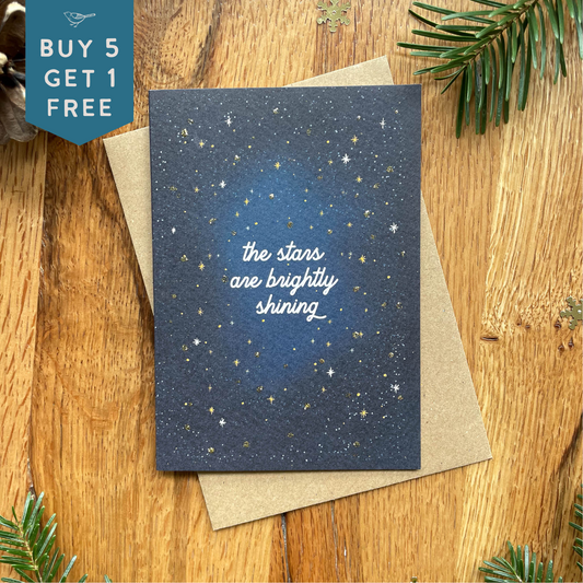 Hand finished Christmas Card - The stars are brightly shining